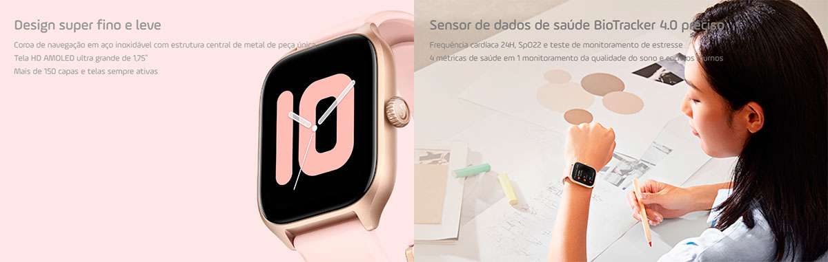 Relógio Smartwatch Amazfit GTS 4 - Banner